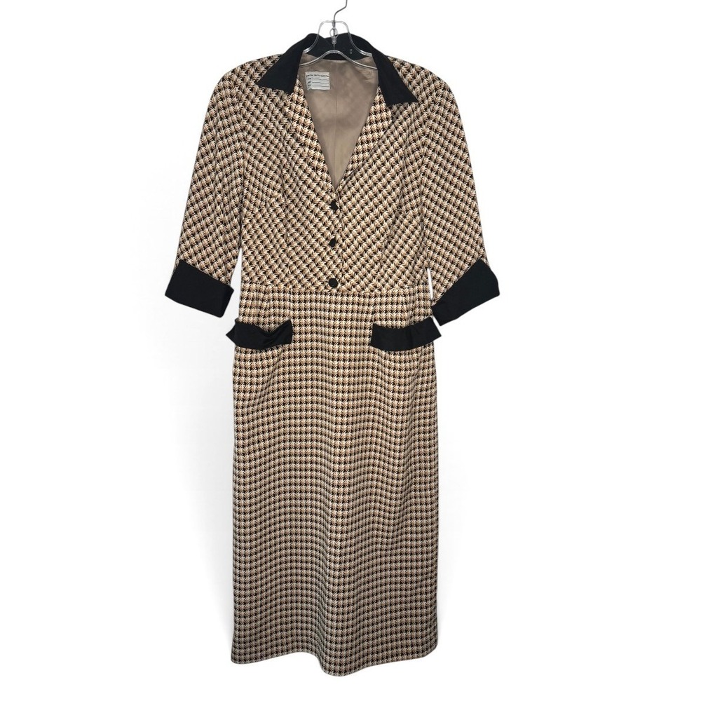 Theatre Custom Dress Womens M Brown 40s-50's Silhouette Costume Houndstooth